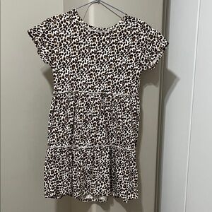 Old Navy Girls Leopard Tiered Dress - Brown & White